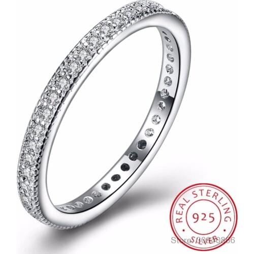 LEKANI Classic 925 Sterling Silver High Quality Circle Clear CZ Geometric Stackable Rings for Women Wedding Jewelry Gift SCR066