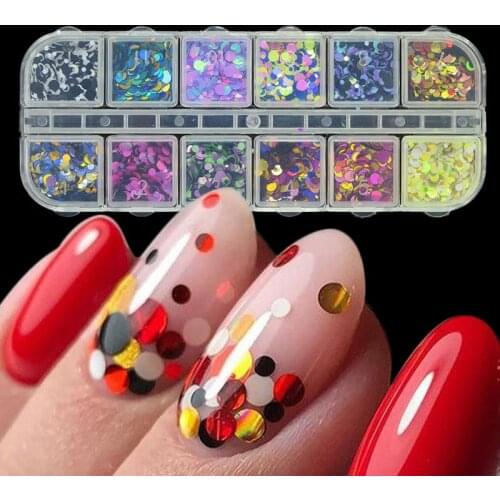 1 Set Mixed Color 3D Ultrathin Sequins Nail Glitter Flakes 1.5-3mm Sparkly DIY Tips Dazzling Paillette Nail Art Decorations