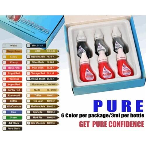 1Pcs 6 Color Semi-permanent Nature Plant Tattoo Pigment Professional Tattoo Potion Environmental Friendly Tattoo Ink
