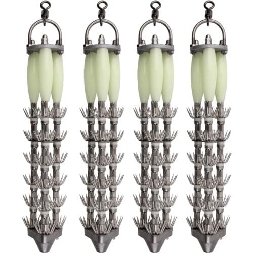 1PCS Stainless Steel Luminous Huge Squid Hooks Fishing Tackle Lures Squid Jigs Hook 252 pcs Pins