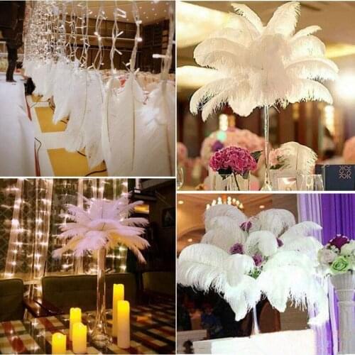 Hard rod natural 100pcs/lot white Ostrich Feathers 45-50cm /18"-20" Wedding Birthday Christmas Decorations Free Shipping