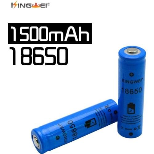 2018 Brand KingWei Blue 1500mah 18650 Battery 3.7 v Li ion Rechargeable Pointed BatteryHigh Quality Battery