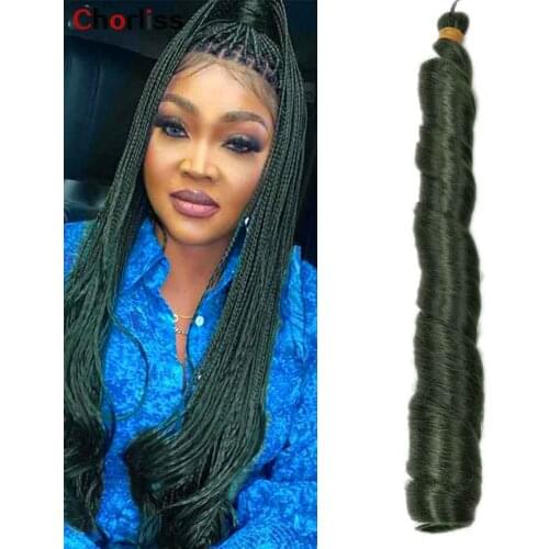 Synthetic Spiral Curl Braids Crochet Braiding Hair 24Inch Long Curly Loose Wave High Temperature Wire Piano Color For Women