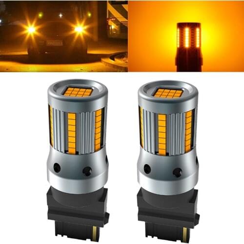 2x 66W 1500lm 54smd Amber 1156 BA15S P21W LED T20 7440 T25 3156 LED Bulb Auto Signal Lamp Brake Reverse Car Light For BMW Audi