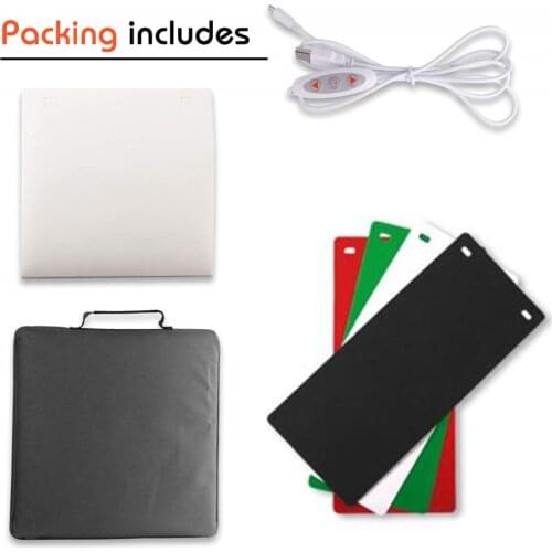 30*30cm 2 Panel LED Light 4 Color Folding Lightbox Photography Photo Studio Softbox Adjustable Brightness Light for DSLR Camera