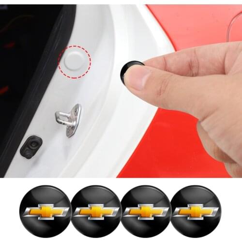 4Pcs PVC Car Logo Stickers Door Shock Soundproof Patch Accessories For Chevrolet Cruze Captiva Trax Malibu Camaro Tahoe Equinox