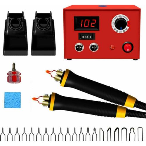 50W Pyrography Machine Dual Port Digital Gourd Crafts Wood Burning Kit with Holder