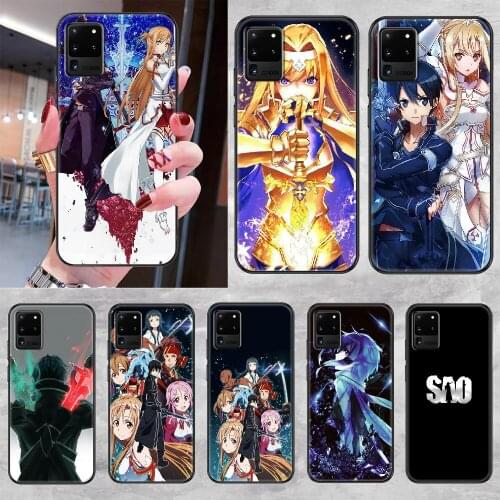 Anime SAO Sword Art Online Phone case For Samsung Galaxy Note 4 8 9 10 20 S8 S9 S10 S10E S20 Plus UITRA Ultra black pretty