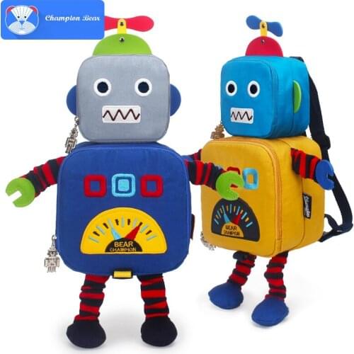 Baby Bag Toddlers Anti Lost Backpack Cartoon Machine Robot Toys Bag Waterproof Cotton Fabric Good Playmate kids baby bags New