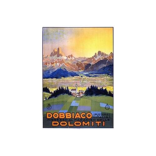 Dobbiaco Dolomites Travel Italy View Landscape Vintage Retro Kraft Canvas Poster DIY Wall Stickers Posters Home Decor Gift