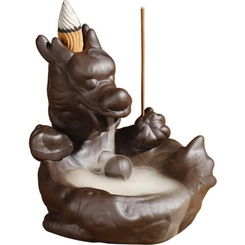 Dragon incense waterfall Retro Handmade Porcelain Ceramic Backflow Incense Burner Buddhist Decoration Home Aromatherapy