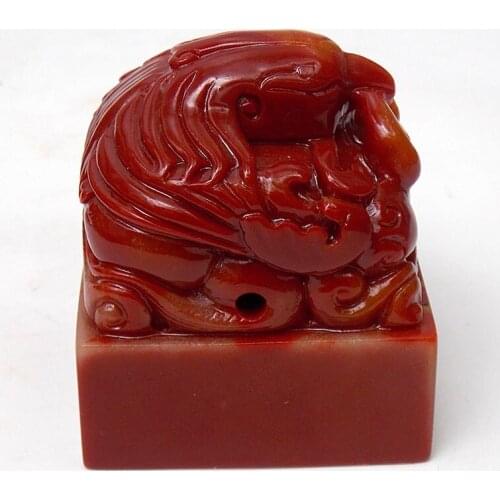 Ancient China Shoushan Jade Stone Phoenix Seal Royal Queen Phoenix Seal Length 5.5 cm Womens Private Red Phoenix signet