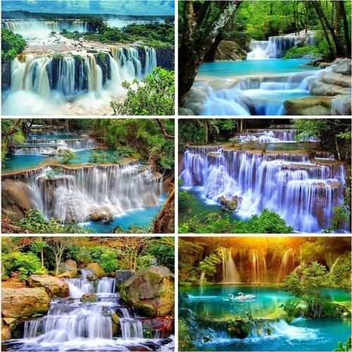 EverShine 5D Diamond Painting Scenery Picture Of Rhinestones Diamond Embroidery Waterfall Needlework Cross Stitch Home Decor