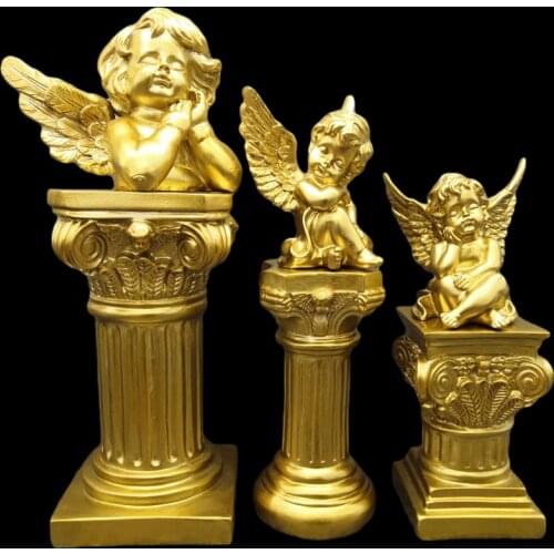 European Roman Pillar Cute Angel Resin Sculpture Home Livingroom Furnishings Crafts Entrance Office Desktop Figurines Decoration