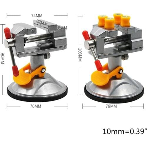 Fixed Electric Small Table Bench Vise 360 ° Rotatable Grinder Rotary Hand Drill Suction Cup Fixed Frame Mini Walnut Tongs Screw