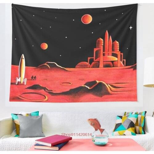 CITY ON MARS tapestry Art Wall Hanging Living Room Decor Craftsmandala Decorative Thin Blanket Yoga