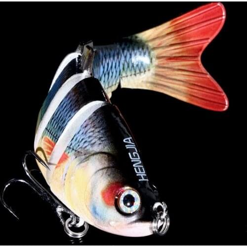 Hengjia 6 Section Fishing Lure Crank Bait Swimbait Bass Shad Dacing 3D Eyes Fishing Tools 10CM-18G