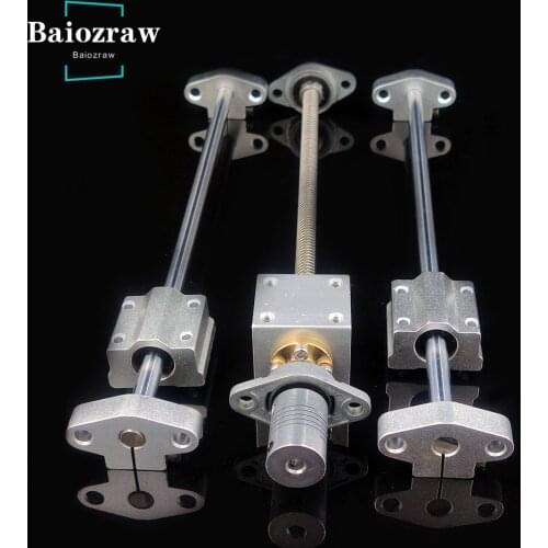 T8 Lead Screw Pitch 2mm Lead 8mm Length 200mm 800mm + KFL08 Bearing Bracket + Optical Axis OD8mm + Bracket SHF8 3D Printer Parts