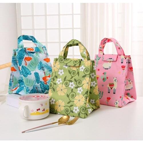 Floral Print Insulated Lunch Bag For Women Kids Camping Picnic Waterproof Food Storage Bag Fresh-keeping Drink Cooler Bags