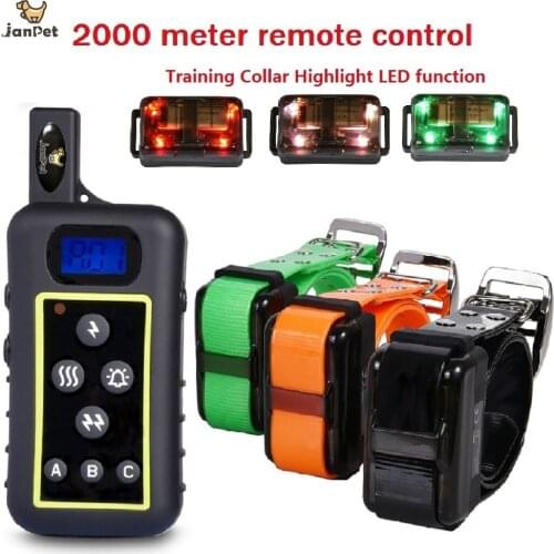 JANPET 2000meters Remote Control Hunting Dog Training Collar Electric Dog Shocking Collar with Hight Light LED function