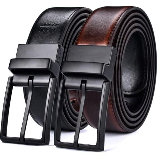 Leather Reversible Belts For Men Dress Designer Male Rotated Buckle Jean Two In One