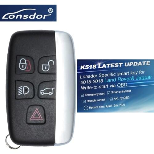 Lonsdor Specific Smart Remote Key 315/433MHz for Land Rover Sport Evoque Vogue for Range Rover for Jaguar XJ Xe XF 2015-2018