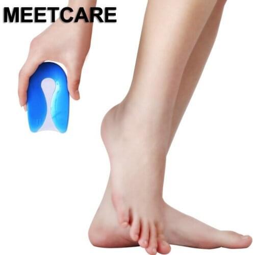 MEETCARE U Shape Medical Gel Heel Insole Relieve Heels Pain Soft Shoe Pad Feet Care Calcaneal Spur Foot Plantar Fasciitis Pain