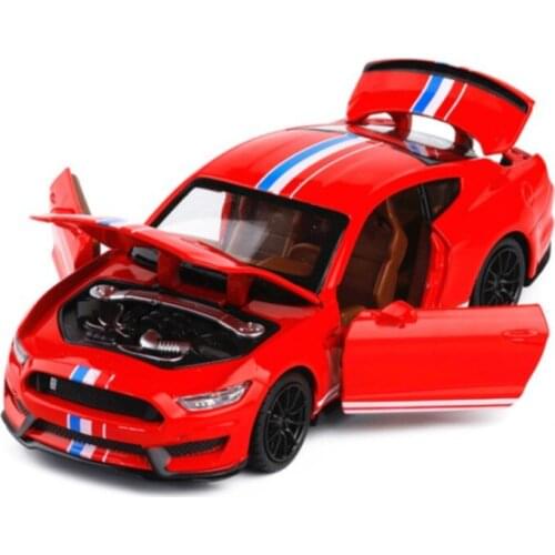 1:32 High Simulation Supercar Mustang Shelby GT350 Model Alloy Pull Back Kid Toy Car 4 Open Door Childrens Gifts