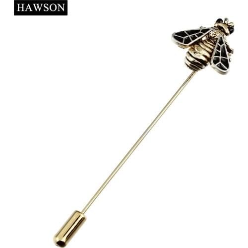 HAWSON Lapel Pin Bee Design Men Jewelry Gold Color Brooch Pin for Shirt