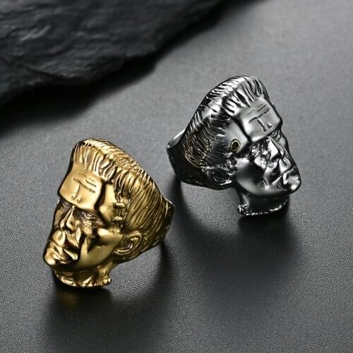 Korean Style Hip Hop Funny Things Face Perseverance Mens Jewellery Stainless Steel Vintage Inspirational Ring Christmas Present