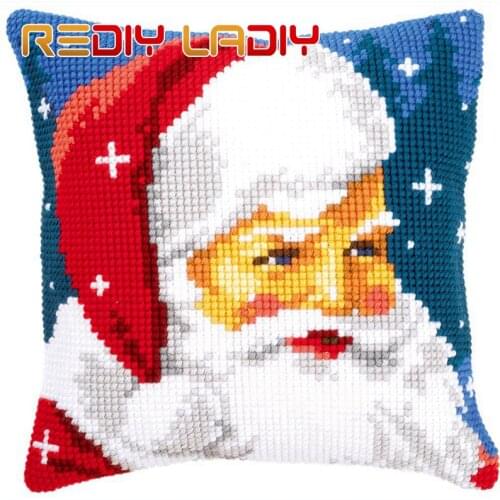 Cross Stitch Cushion Cover Kind Santa Sofa Pillows DIY Chunky Cross-Stitch Kits 100% Acrylic Yarn Pillow Case Hobby & Crafts