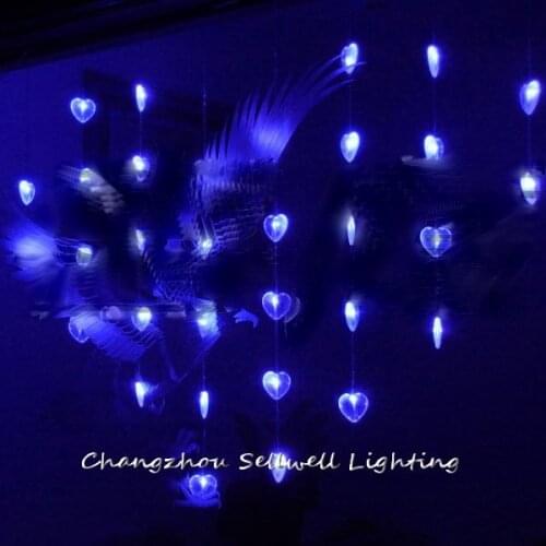 Great!holiday Lighting Showcase Crystal Curtain Decoration 0.95*1.2m Blue Heart Bead Curtain Lamp H062(5)