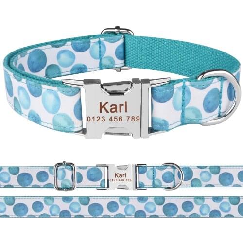 AiruiDog Personalised Dog Collar Custom Name Plate ID Tag Engraved Male Female Dogs S M L