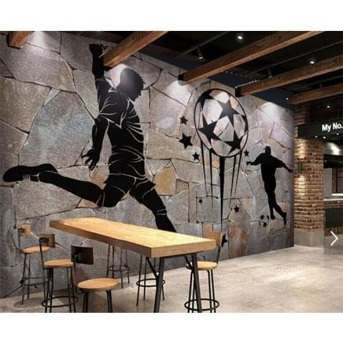 Custom 3D Photo Wallpaper Retro Nostalgia Soccer Stone Grain 3D Bar KTV Tooling Room Background Wall Decor Mural Papel De Parede
