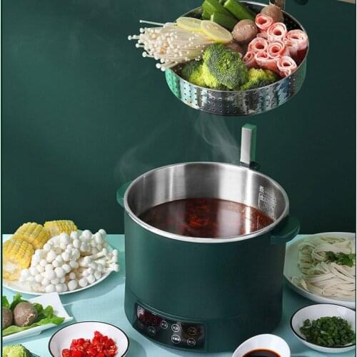Portable Mini Multifunction Electric Hot Pot Lift Hotpot Stainless Steel Chinese Food Rice Multi Cooker Dual Use Cooking Machine