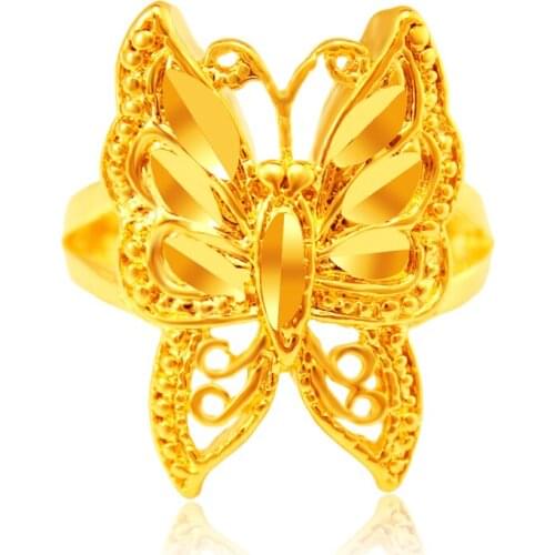 2017 Hot Sale Adjustable Gold Color Elegant Butterfly Rings For Women Antiallergic