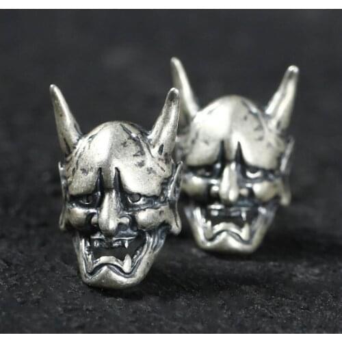 Gothic Style Mask Skull Stud Earrings Punk Prajna Earrings Silver Plated Retro Earrings Men Women Party Earrings Hip Hop Jewelry