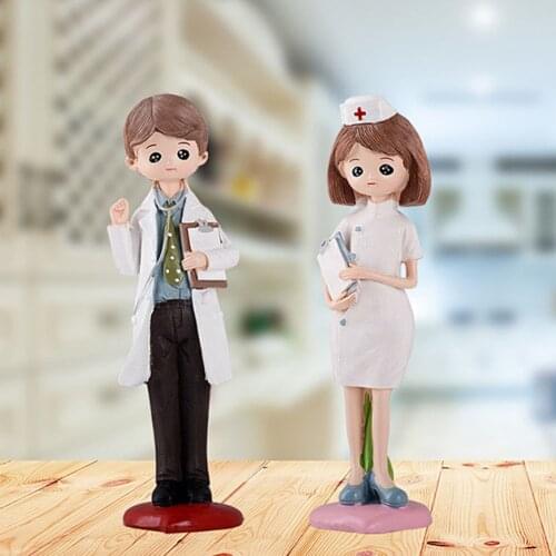 Resin Doctor Nurse Model Ornament Artificial Craft Figurine Statue Household Sculpture Handicraft Home Desktop Decoration