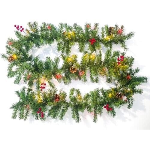 Led Christmas Rattan Pine Branch Hanging Pendant Shop Xmas Tree Ornaments Garland Party Christmas Decoration for Home Navidad