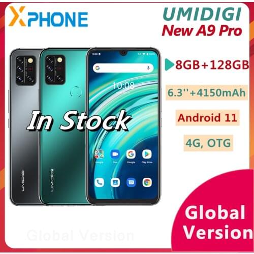 UMIDIGI A9 Pro 8GB 128GB 4150mAh Face ID Fingerprint ID 6.3 inch Android 11 4G Network Support OTG New Model Smartphone