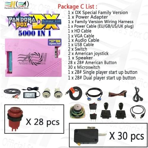 Usb arcade joystick buttons speaker diy machine parts kit Pandora box DX 3000 in 1 arcade controller console video game cabinet