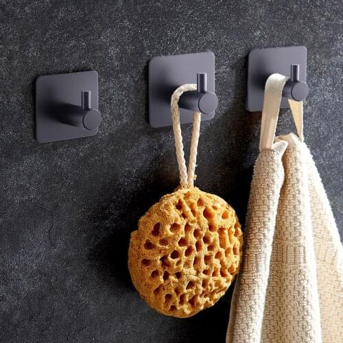 Coat Rack for Bathroom Self Adhesive Door Wall Hook Hanger Stainless Steel Clothes Coat Hook For LivingRoom Kitchen Accessories