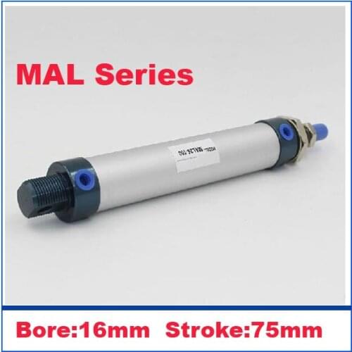 High quality double acting pneumatic small cylinders aluminum alloy 16mm bore 75mm stroke MAL16-75 mini air cylinder