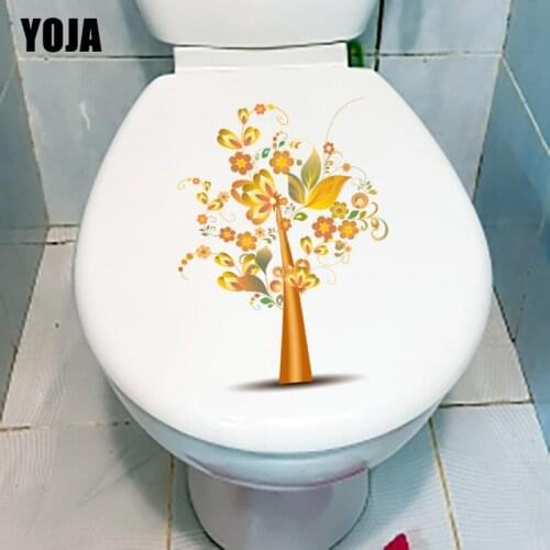 YOJA 17.5X23.9CM Golden Pattern Tree Kids Room Wall Sticker Decor Home WC Toilet Seat Stickers T1-1740