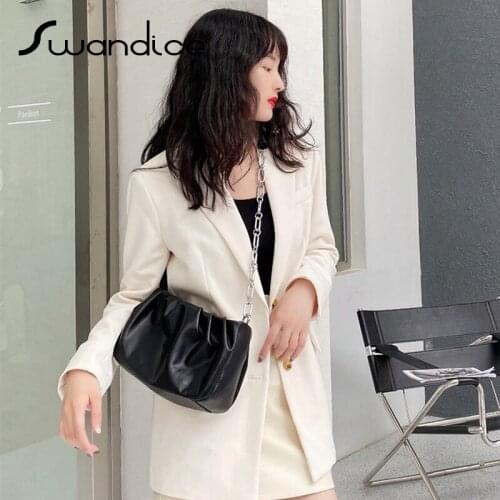 Real Genuine Leather Chain Ruched Ruffle Folded Drape Small Crossbody Messenger Shoulder Bags Women Female Mini Handbags Purses