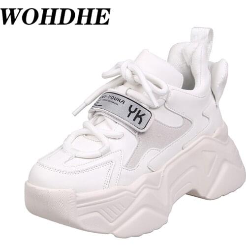 WOHDHE Women Chunky Sneakers Platform Tenis Female Autumn Thick Sole Trainers Casual Shoes Designers Lace Up Dad Shoes Woman