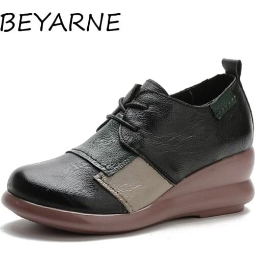 BEYARNE Women Sneakers Breathable Waterproof Wedges Platform Vulcanize Shoes Woman Sneaker Leather Casual Shoes Zapatos Mujer