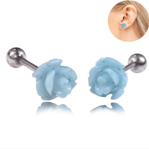 2019 New Stud Earrings For Women Trendy Resin Flowers Stud Earrings Piercings Fashion statement Jewelry Party Gifts Earrings