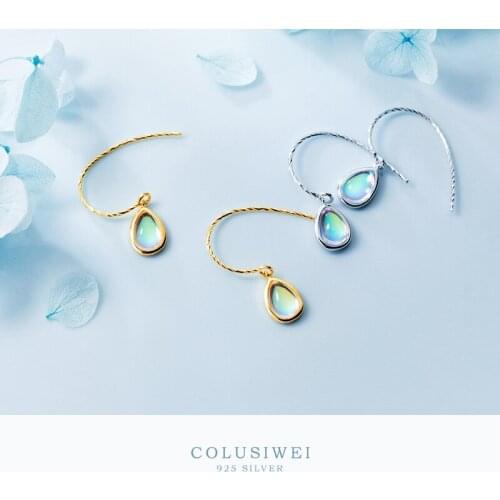 Colusiwei Trendy 100% 925 Sterling Silver Hook Earrings Rainbow Fire Crystal Dangle Earrings for Women Luxury Silver Jewelry