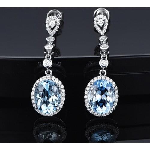 Natural Aquamarine Sterling Silver 925 Drop Earrings for Women Timeless Design Delicate Female Jewelry Wedding Luxury Earrings